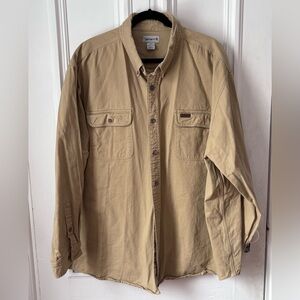 Men’s Tan Carhartt Long Sleeve Sandstone Twill Work Shirt Size 3X